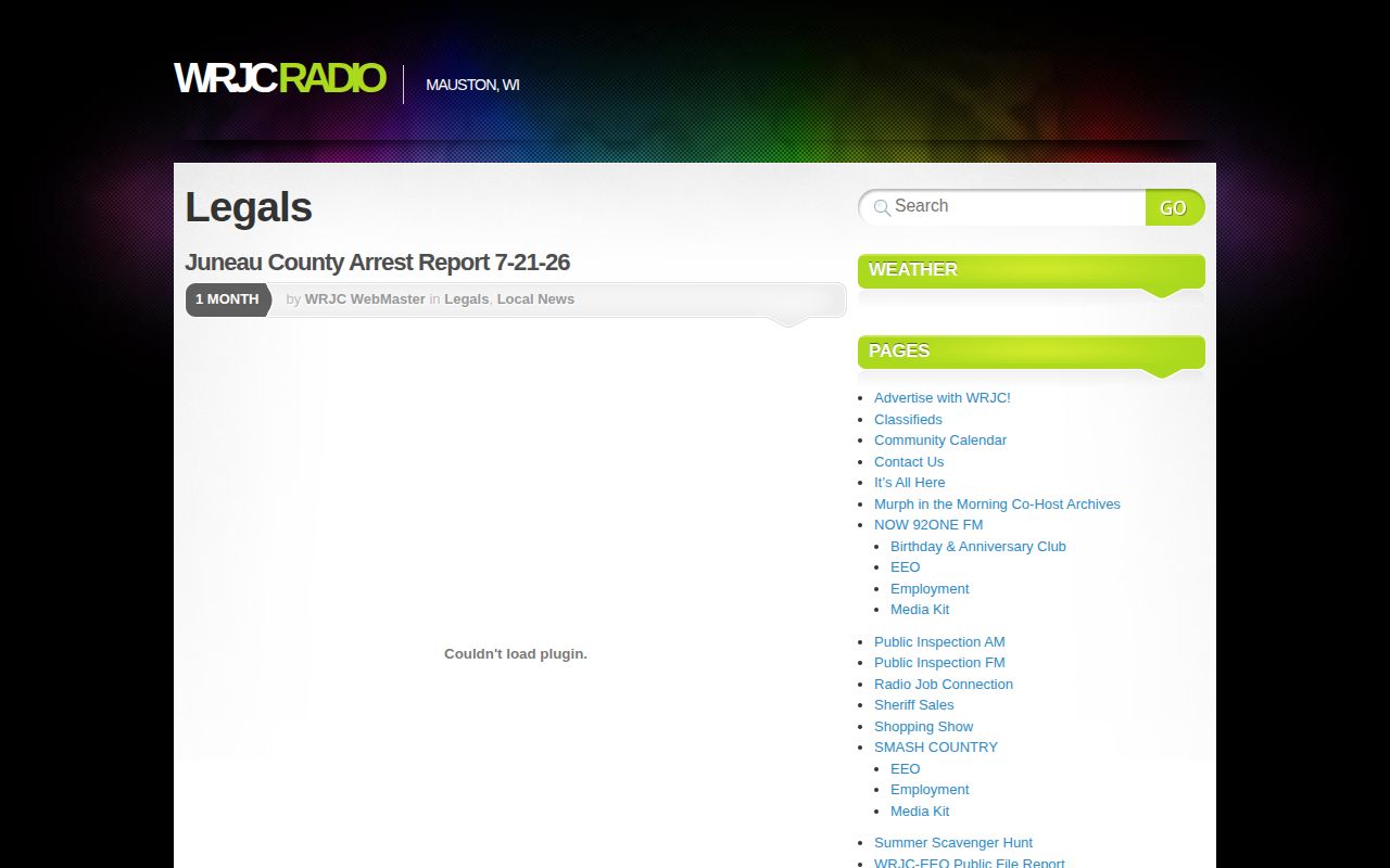 Juneau County WRJC arrest reports and jail roster archive
