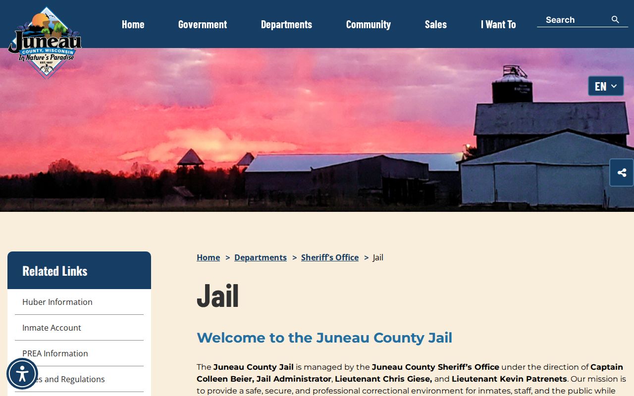 Juneau County jail custody information entry point